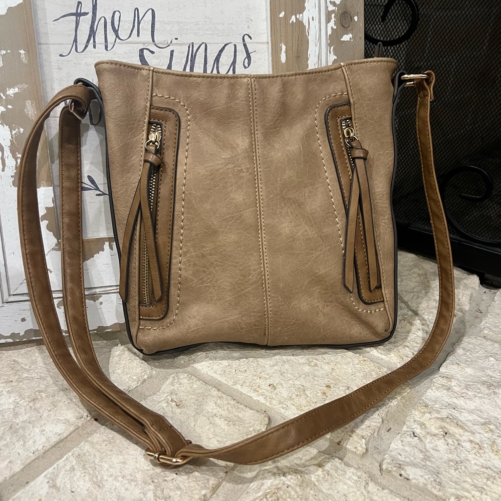 Soft Faux Leather Tan Shoulder Bag